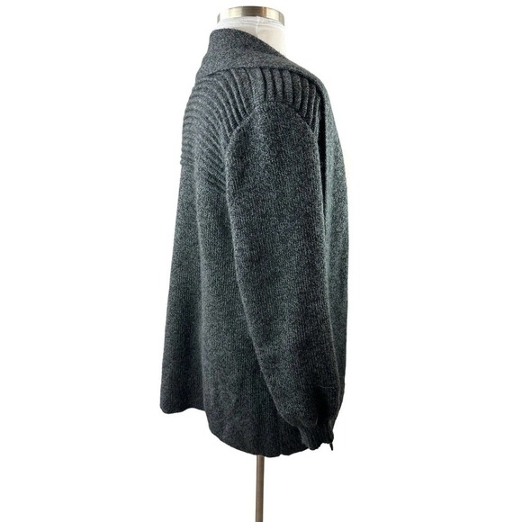 Alpaca Connection Grey Wool Blend Peruvian Shawl Collar Cozy Blanket Cardigan OS - Picture 2 of 12